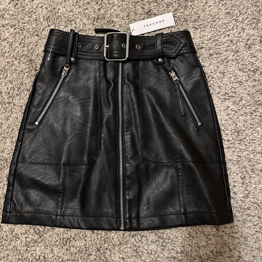 Topshop Faux Leather Skirt